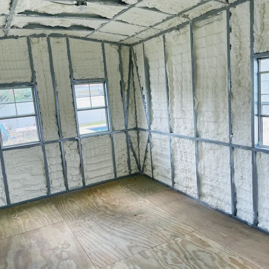 Closed-cell spray foam insulation applied to wall cavities in a residential project in White Marsh